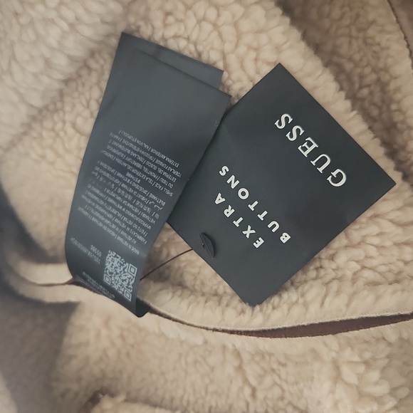 Nwt guess mens faux fur lined camel colored long jacket size large - Picture 10 of 11